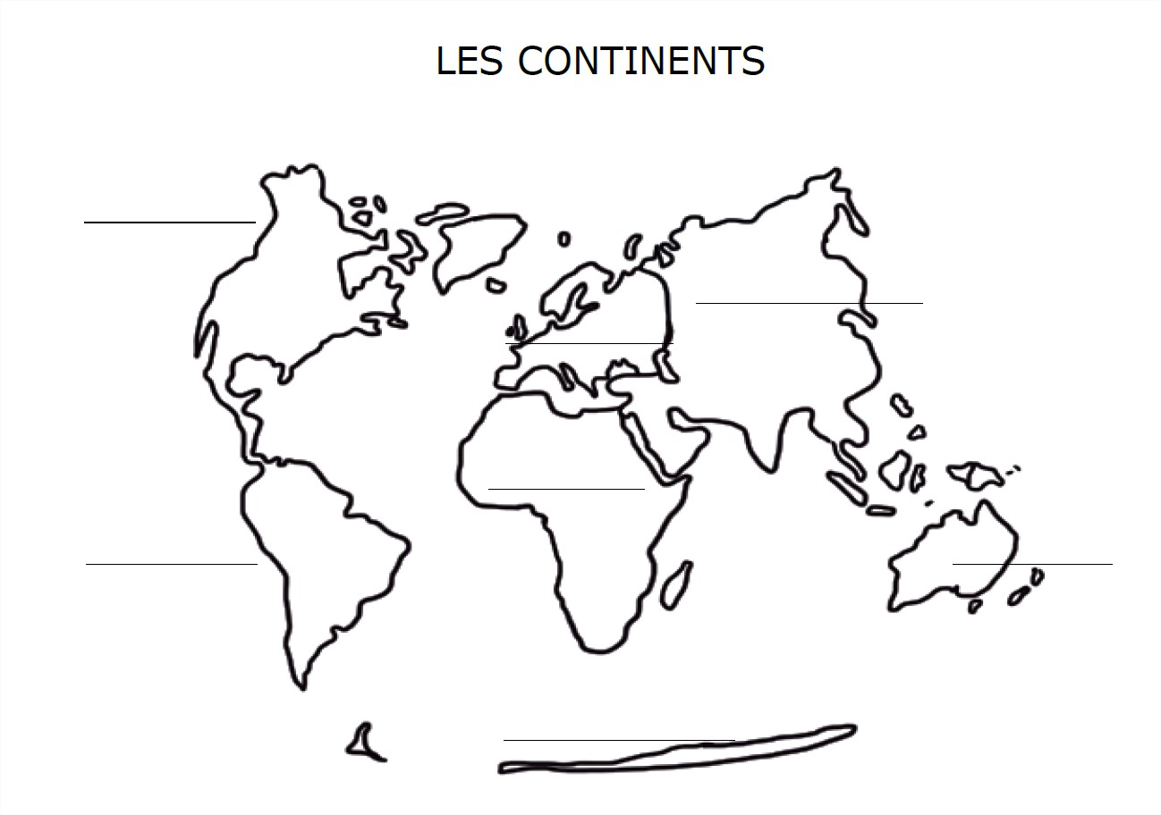 Carte Du Monde Avec Les Continents à Compléter