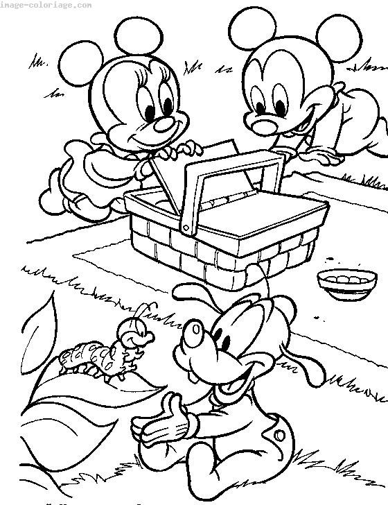 Coloriage Bebe Mickey Mouse Minnie Mouse Et Pluto A Imprimer