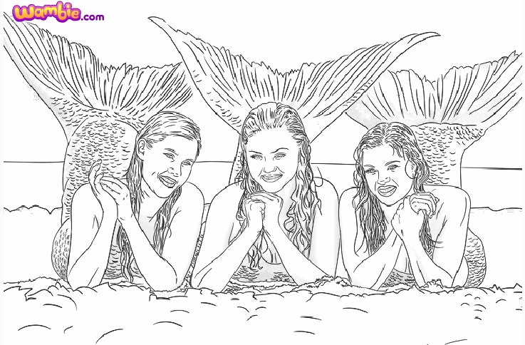 h20 mermaid coloring pages - photo #4