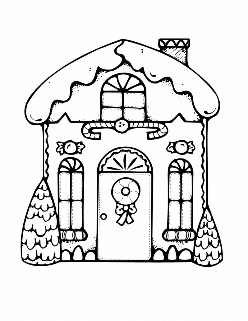 Coloriage d une maison décorée pour no l   imprimer et colorier