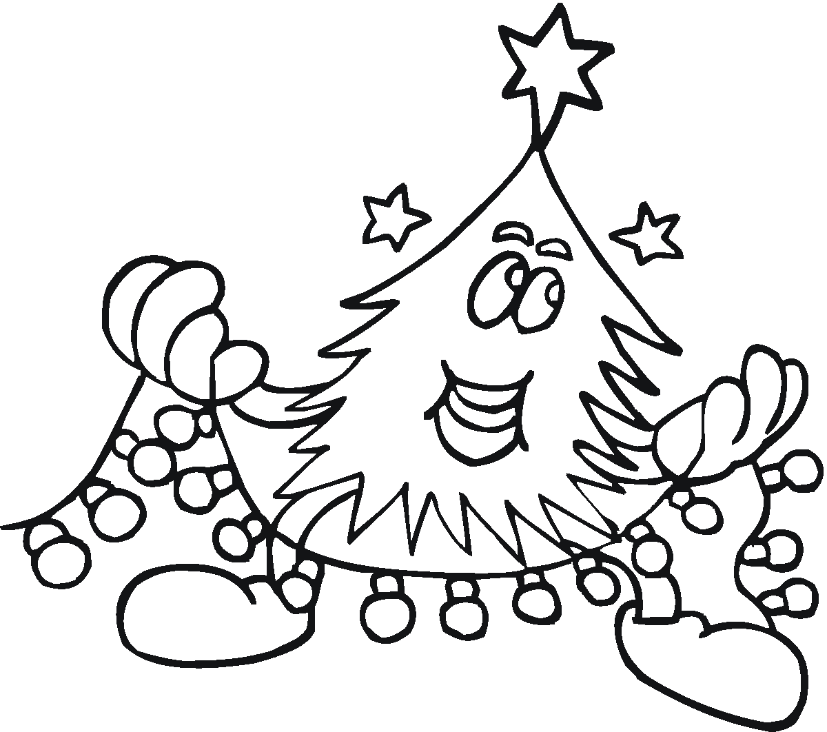 Coloriage sapin vivant avec des guirlande   imprimer