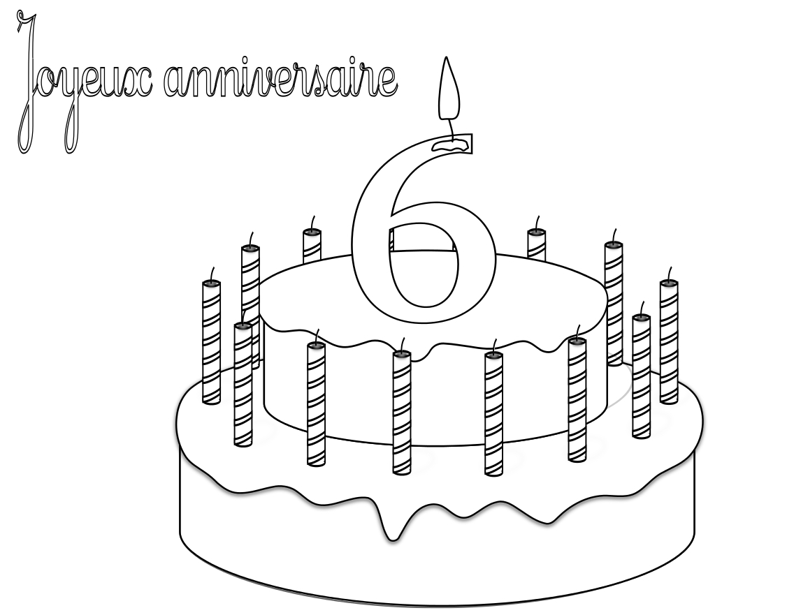 Coloriage anniversaire 6 ans