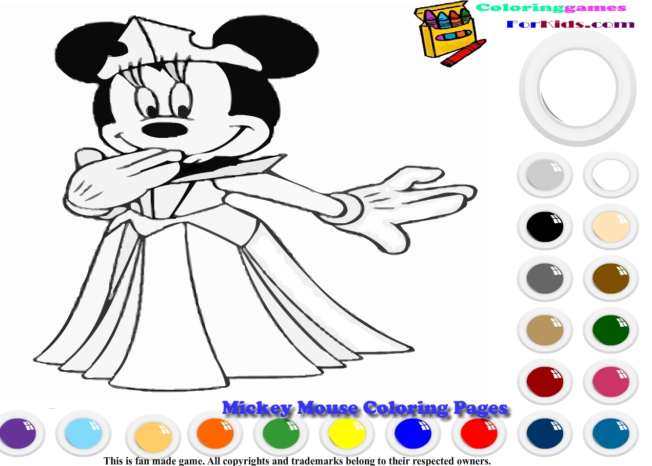 Jeu coloriage Princesse Minnie gratuit en ligne
