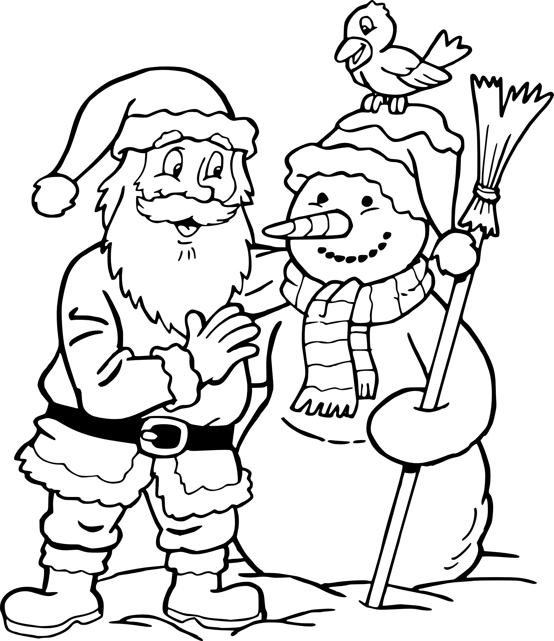 Coloriage Pere Noel Et Bonhomme De Neige A Imprimer