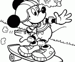 Coloriage Disney Mickey skate