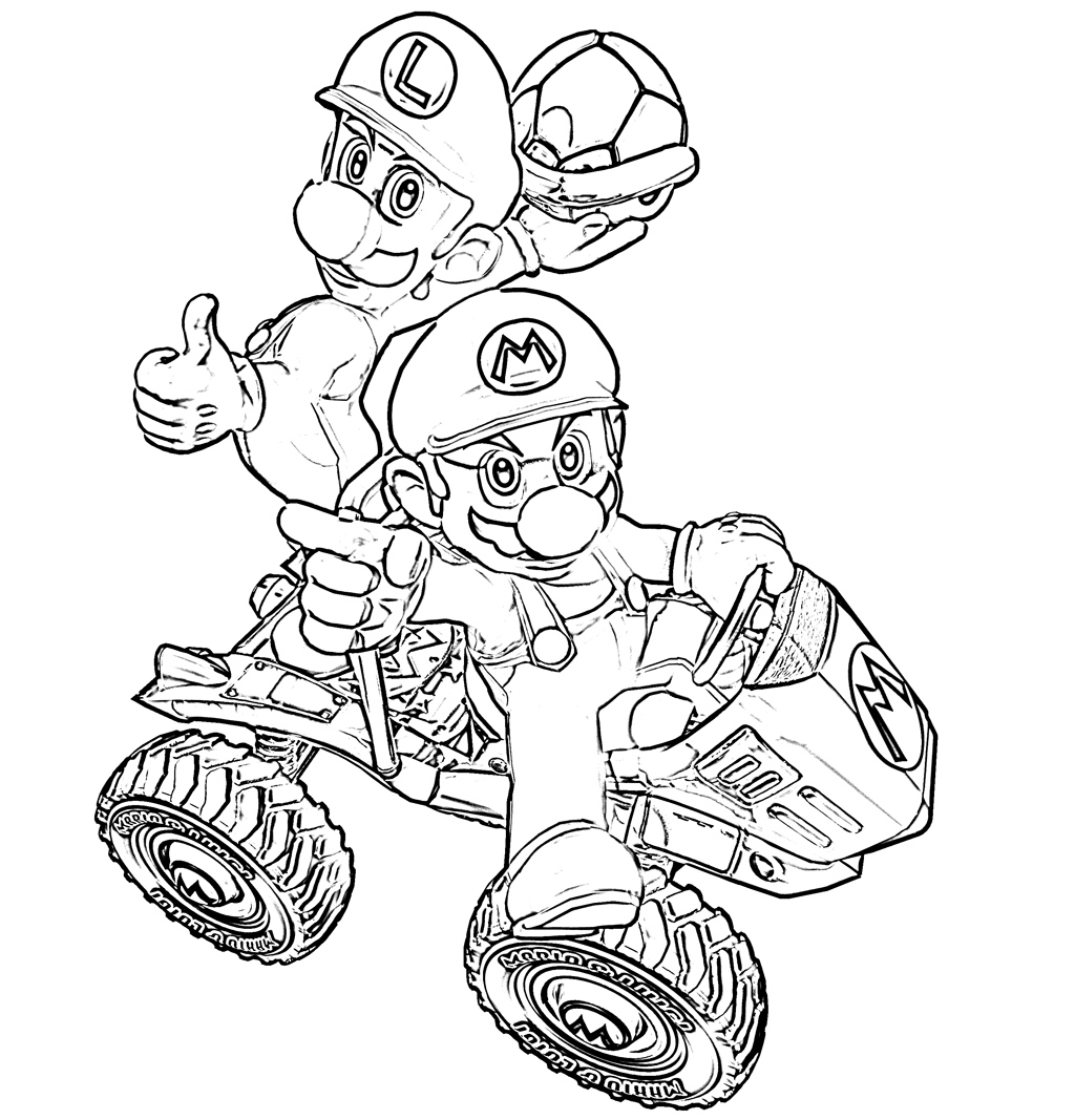 Mario Kart : Coloriage Mario Kart à imprimer gratuit, colorier et dessiner