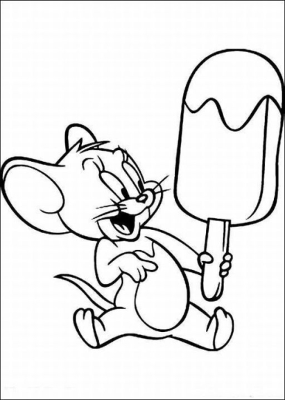 Coloring page Jerry with ice cream