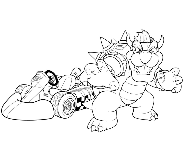 Coloriage Mario Kart bowser