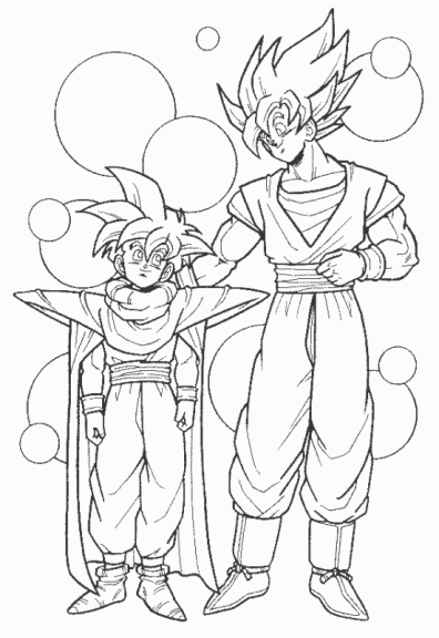 Sangohan et Sangoku coloriage