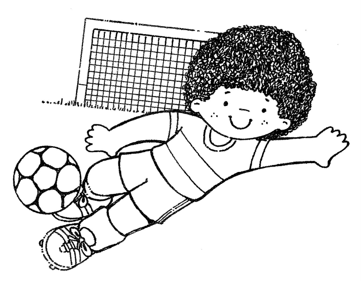 Coloring page Boy playing football