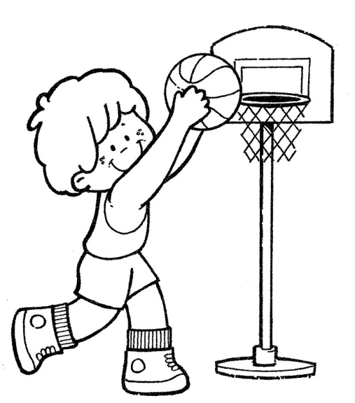 Coloriage Garçon joue au Basketball