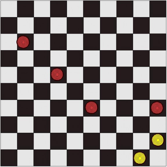 2 white pawns against 4 red