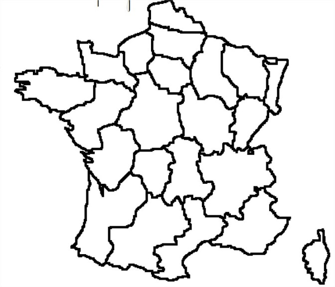 Mapa Francji z regionami