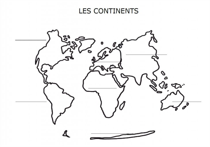 Carte du monde continents