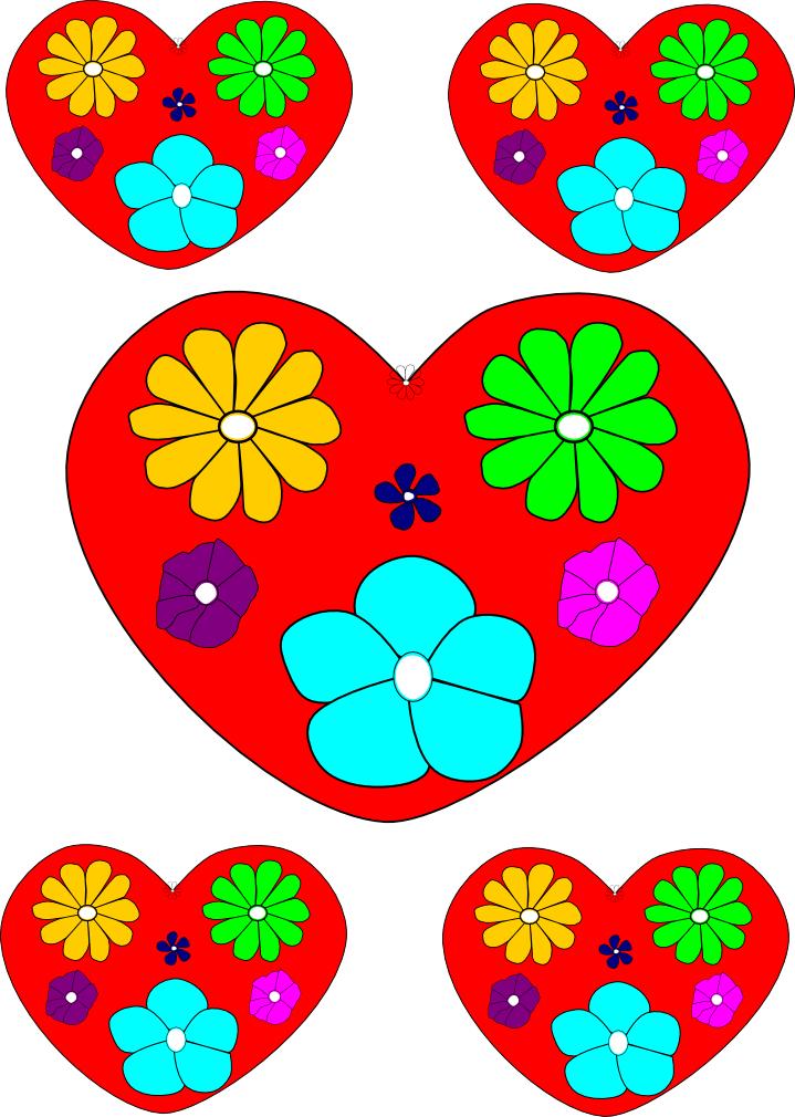 Free flower hearts coloring page to print and color