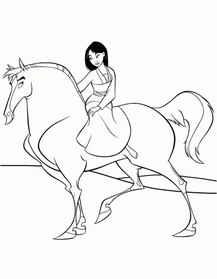 Coloriage Mulan et son cheval