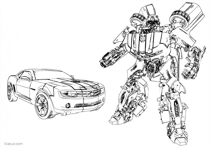 Dibujo de Transformers autobot Camaro para colorear