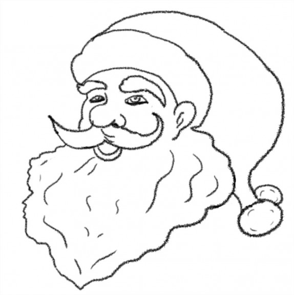 Père Noël  Coloriage du visage Père Noël à imprimer et colorier
