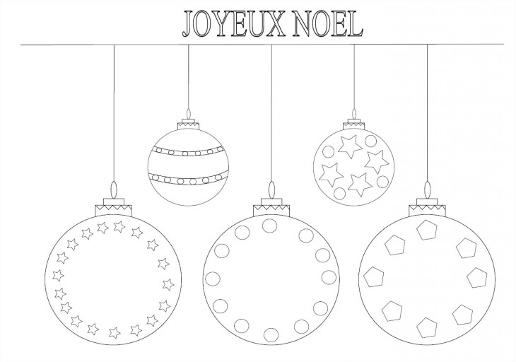 Coloriage boules de noël avec étoiles