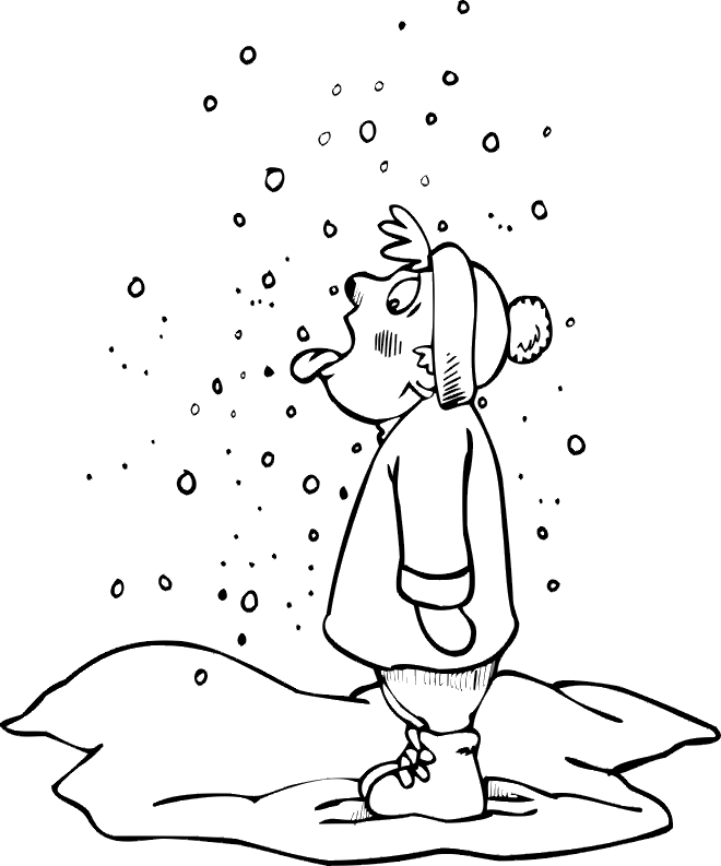 Coloriage enfant sous la neige