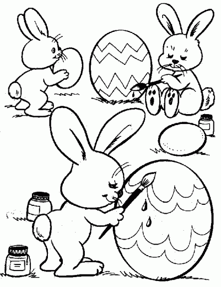 Easter bunnies coloring page