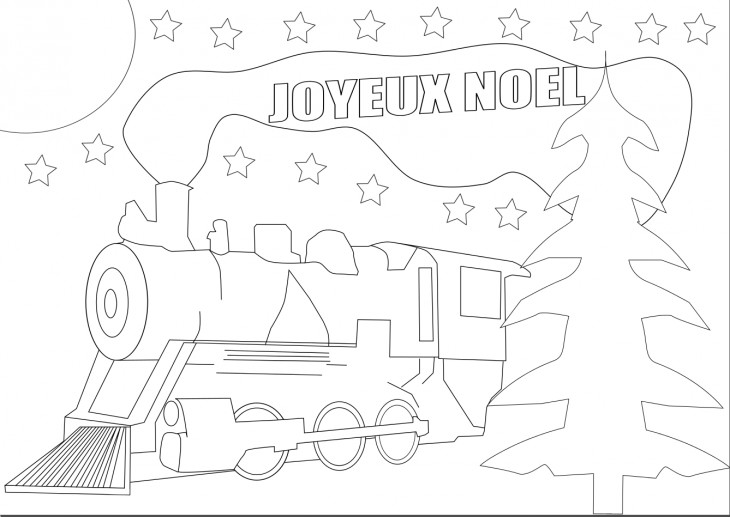 Christmas locomotive coloring page