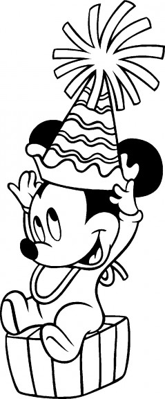 Coloring page Mickey baby celebrates his birthday