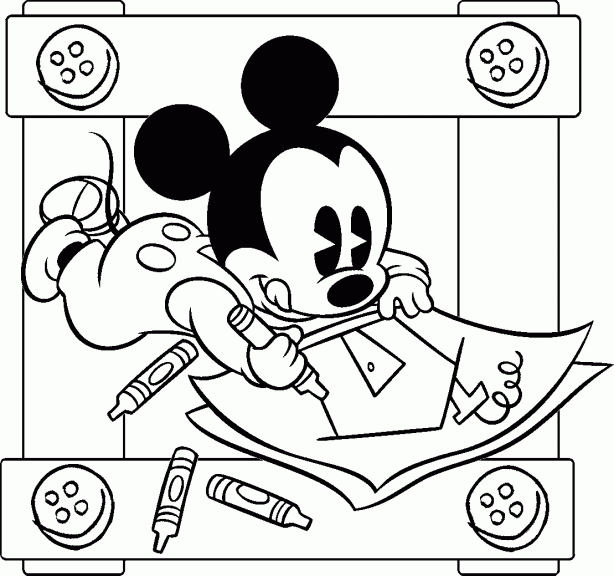 Coloring page Mickey baby draws