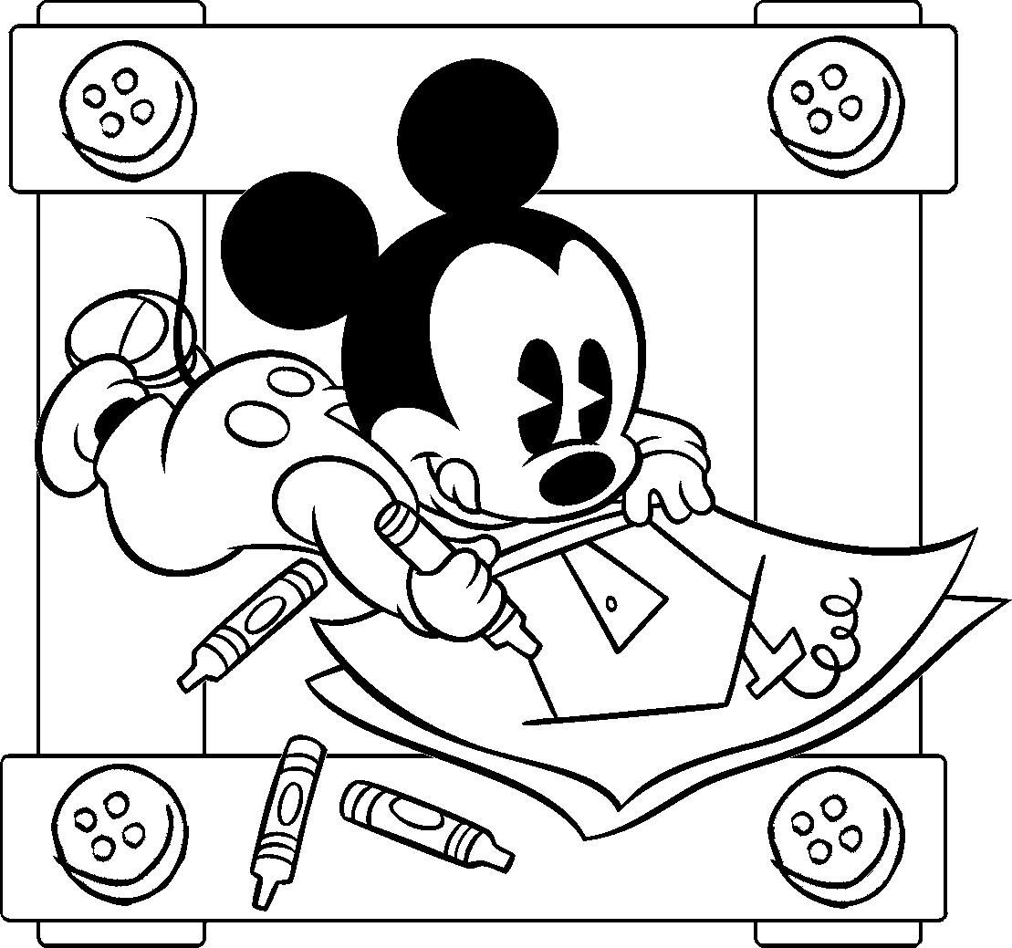Coloriage Mickey bébé dessine