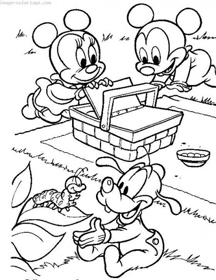 Mickey Minnie Pluto baby coloring page 