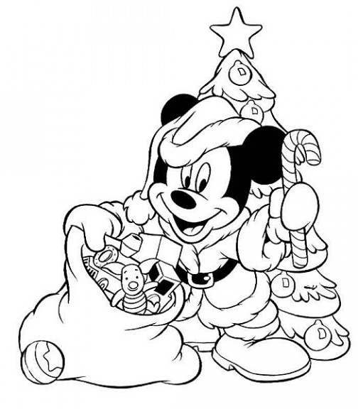 Coloriage Mickey pere noel