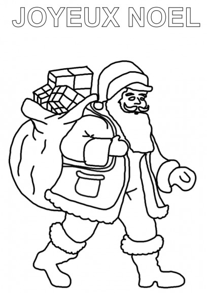 Dibujo para colorear bolsa de regalos de Papá Noel