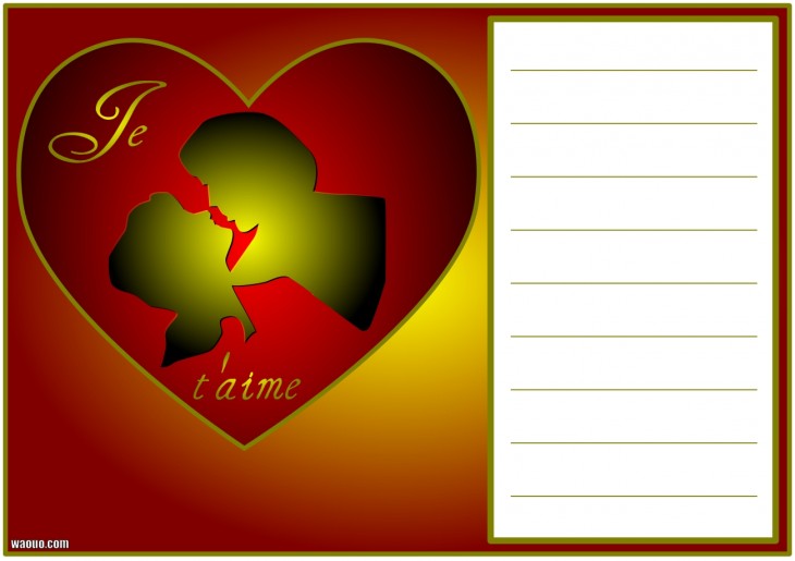 Carte je t'aime Saint Valentin