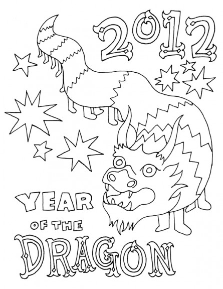 Ausmalbilder Drache 2012