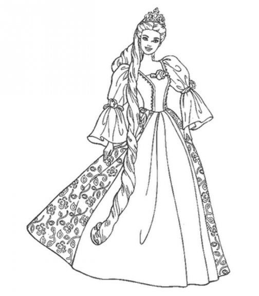 Barbie Princess Rapunzel Coloring Page