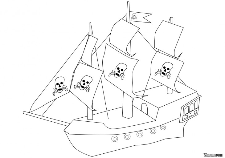 Pirate ship coloring page