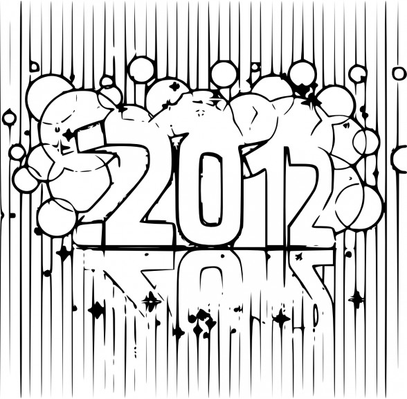 Dibujo de Feliz Año Nuevo 2012 para colorear