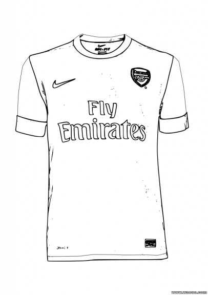 Dibujo de camiseta del Arsenal para colorear