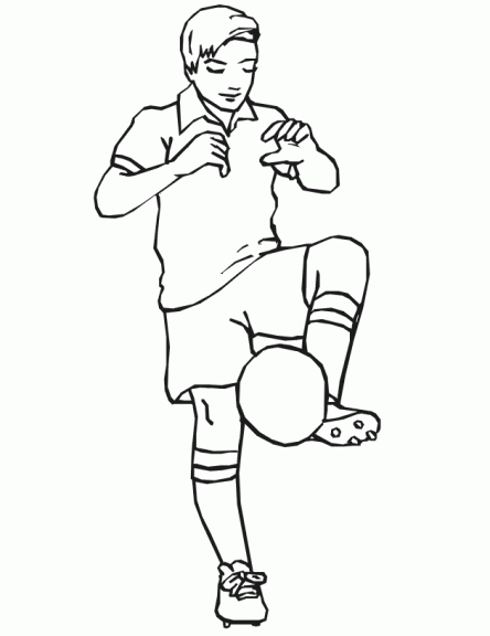 Football coloring page with a boy 