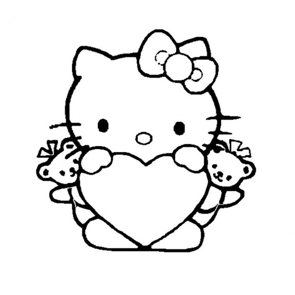 Página para colorear del día de San Valentín de Hello Kitty