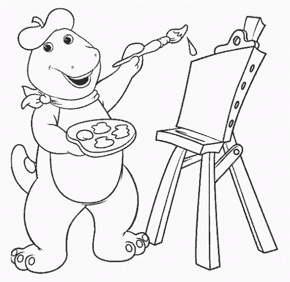 Barney the painter coloring page