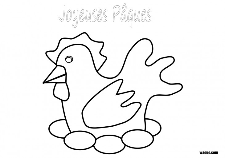 Página para colorear de gallina de Pascua