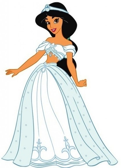 Coloriage Jasmine la princesse avec une robe à imprimer et colorier