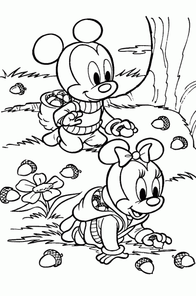 Colorear Mickey y Minnie bebe