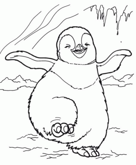 Cute penguin coloring page