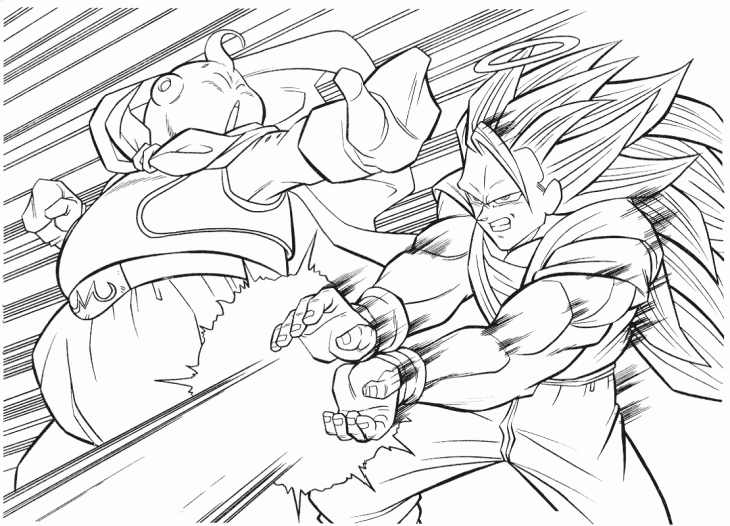 Goku 3 and boo coloring page