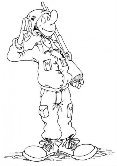 Military soldier coloring page