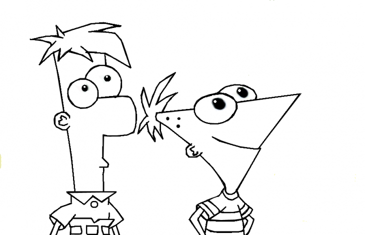 Dibujo de Phineas y Ferb para colorear