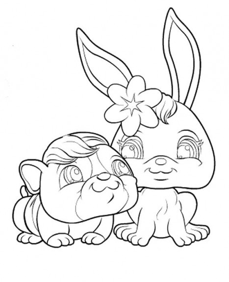 Pet Shop dog and rabbit coloring page