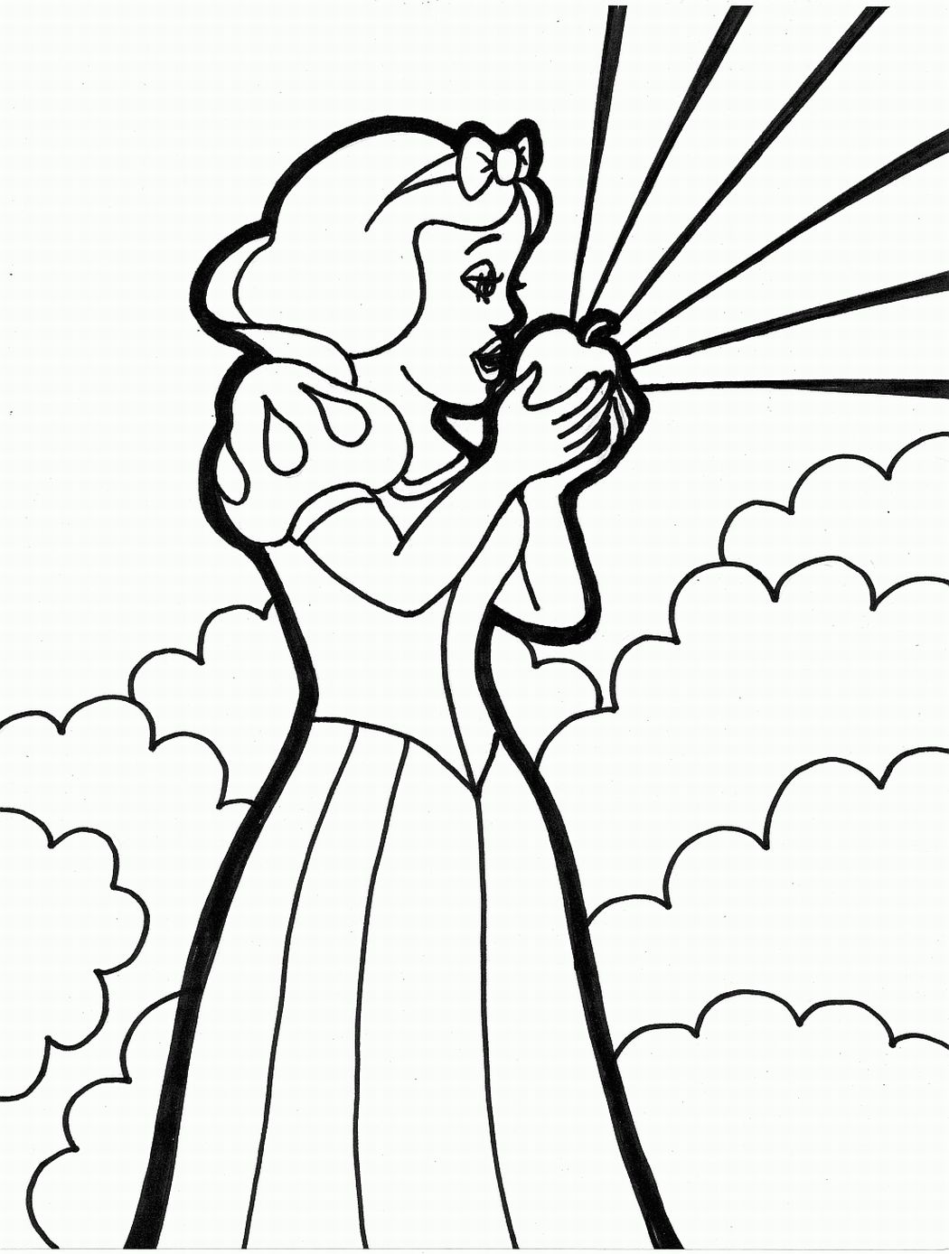 Coloriage blanche neige et la pomme